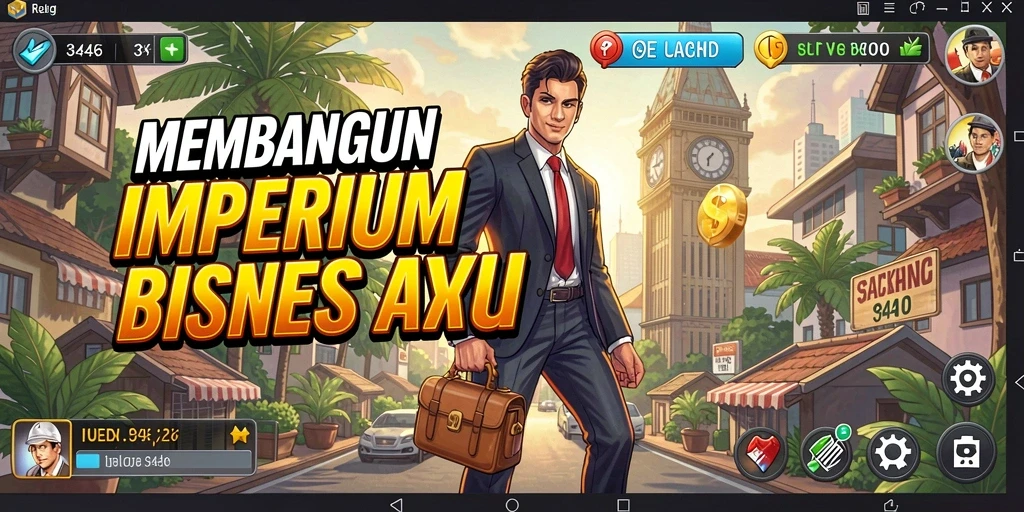 Screenshot gameplay 3446 menampilkan strategi dan pengelolaan bisnis.