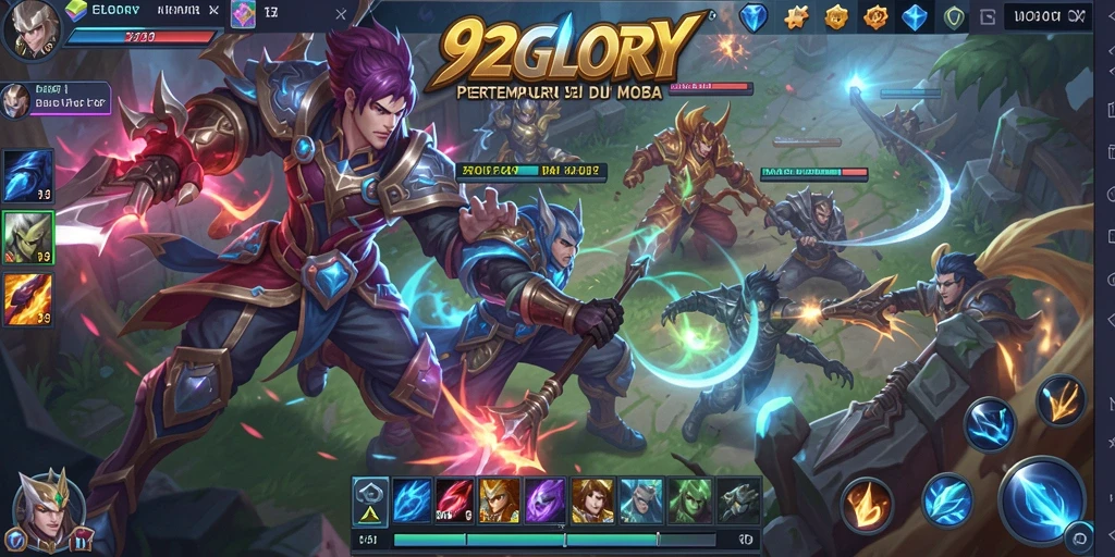 Tampilan epic dari gameplay MOBA yang menegangkan.