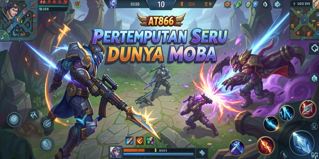 Tangkapan layar utama AT866 menampilkan aksi intens dalam gameplay MOBA.