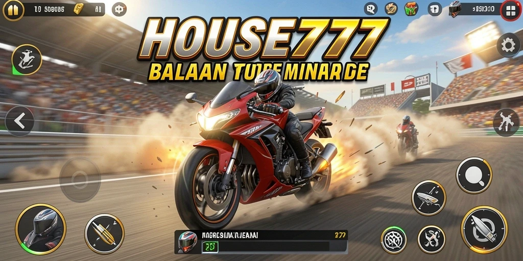 Tampilan gameplay seru saat balapan motor di lintasan menantang.