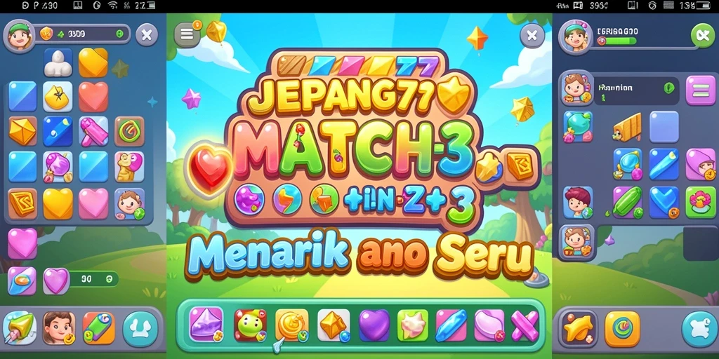 Tangkapan layar <strong>JEPANG77</strong> menampilkan gameplay Match-3 yang menarik dan penuh warna.