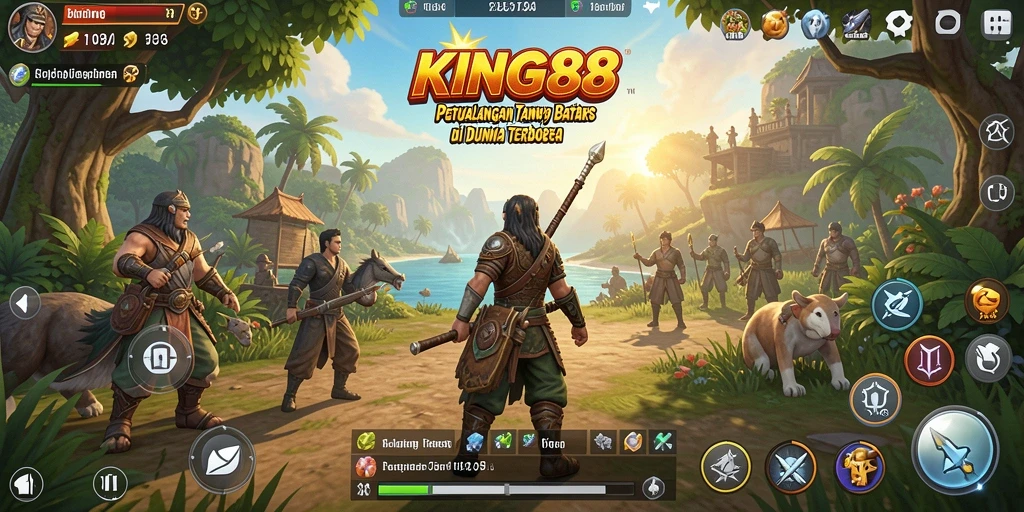 Tampilan gameplay KING88 yang menampilkan petualangan epik dalam dunia terbuka.