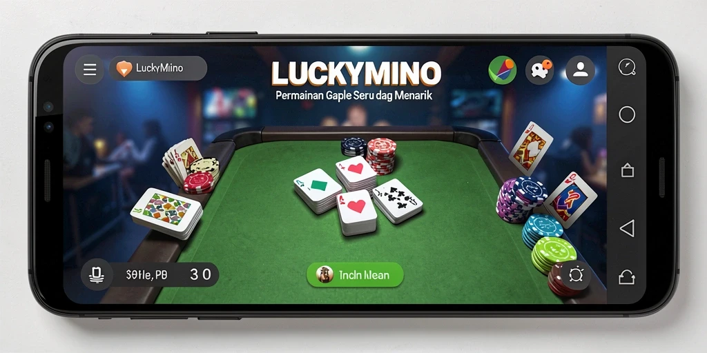 Screenshot gameplay LUCKYMINO yang menampilkan suasana permainan Gaple.