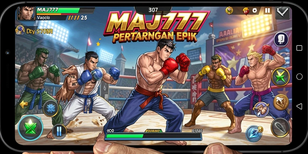 Tampilan menarik dari gameplay pertarungan MAJ777.