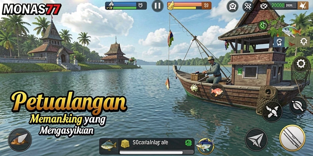 Tampilan gameplay memancing yang asyik dan menantang.