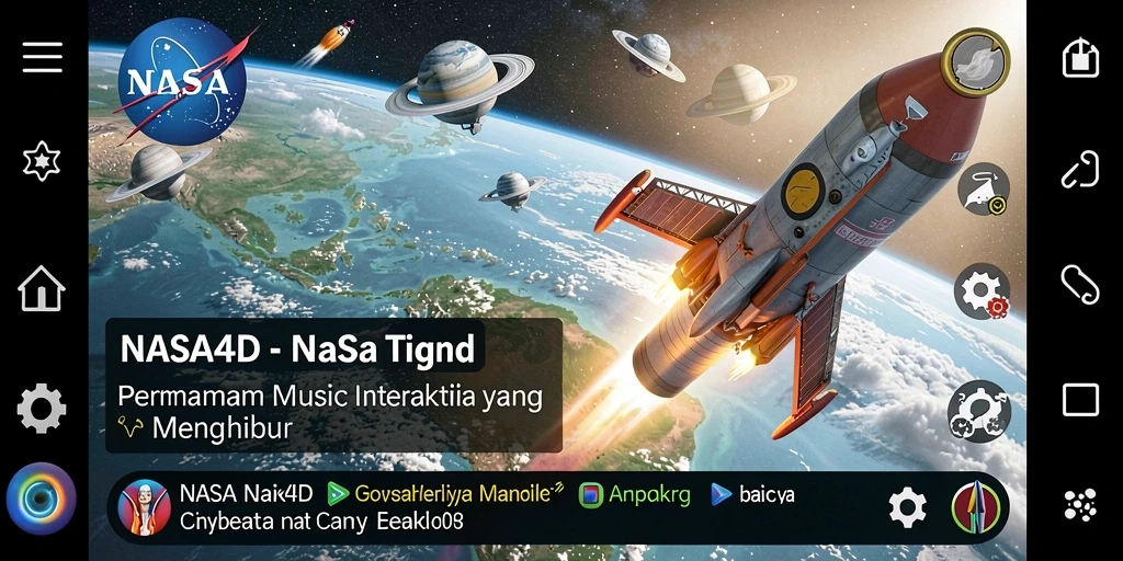 Tampilan gameplay interaktif dalam NASA4D yang menampilkan berbagai alat musik.
