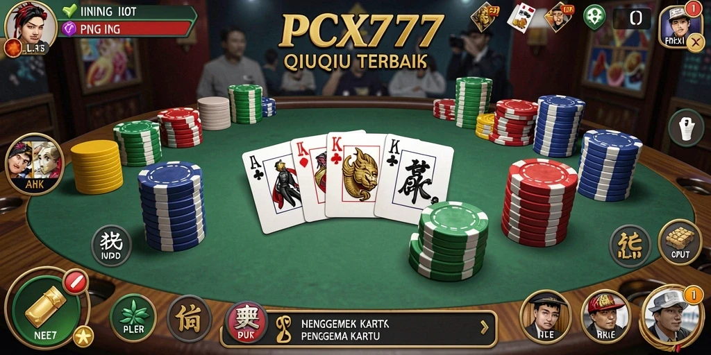 Tampilan gameplay seru dari PCX777 dengan suasana kartu QiuQiu.