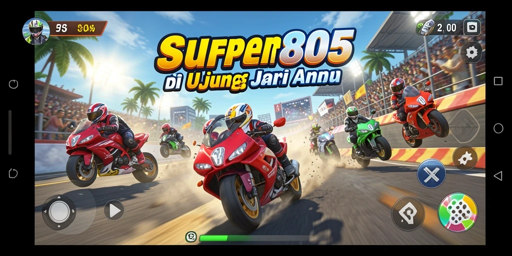 Gameplay seru di SUPER805 dengan aksi balapan yang mendebarkan.